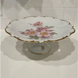 Vintage Schumann Arzberg Golden Crown Floral Cake Stand! Wild Rose 35